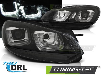 SVĚTLOMETY U-LED DRL ČERNÝ BLACK LINE pro VW GOLF 6 08-12
