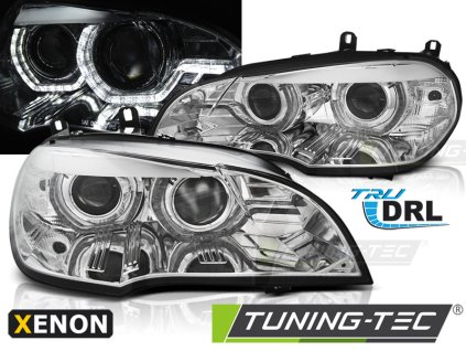 XENONOVÉ SVĚTLOMETY ANGEL EYES LED DRL CHROM PRO BMW X5 E70 07-10