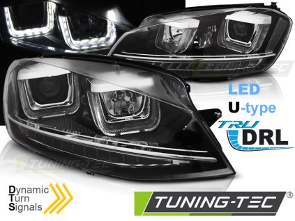 SVĚTLOMETY U-LED DRL ČERNÝ SEQ pro VW GOLF 7 11.12-17