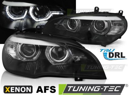 XENONOVÉ SVĚTLOMETY ANGEL EYES LED DRL ČERNÝ AFS pro BMW X5 E70 07-10