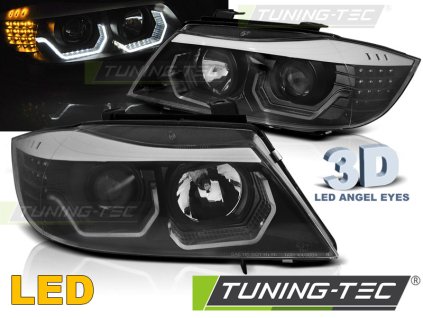 SVĚTLOMETY ANGEL EYES LED 3D ČERNÉ pro BMW E90/E91 05-08