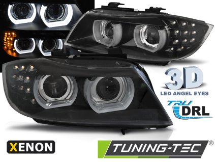 XENONOVÉ SVĚTLOMETY ANGEL EYES LED DRL ČERNÝ PRO BMW E90/E91 09-11