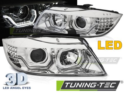 SVĚTLOMETY ANGEL EYES LED 3D CHROM PRO BMW E90/E91 05-08