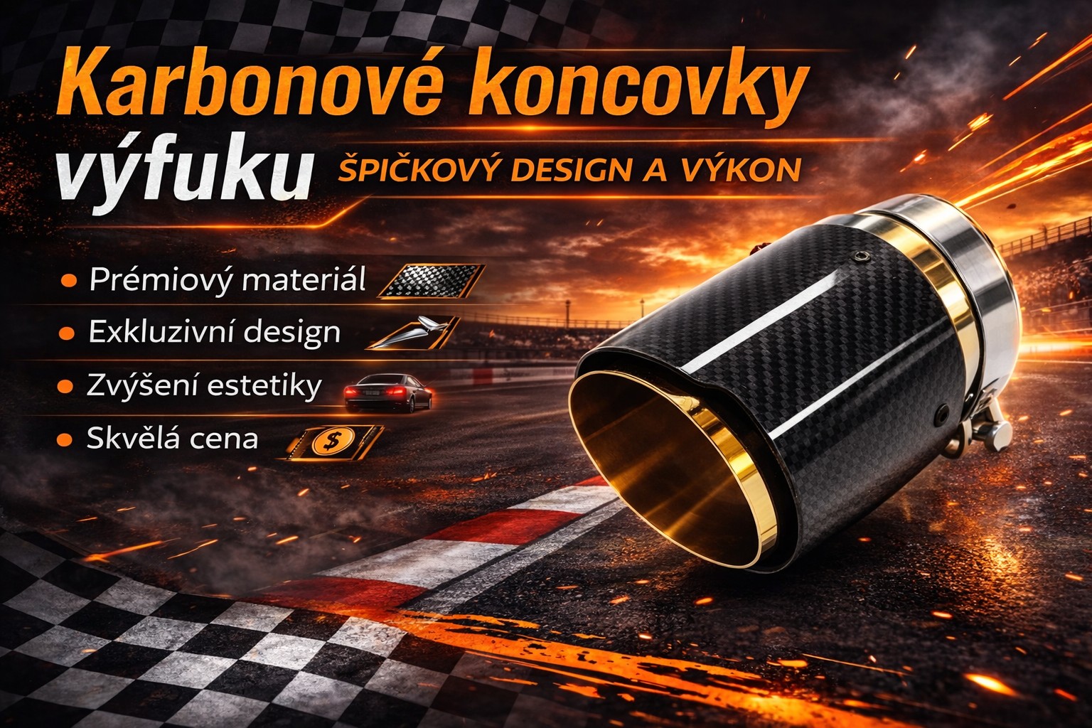 Koncovky RM Motors , sportovní koncovky karbon špičkové kvality.