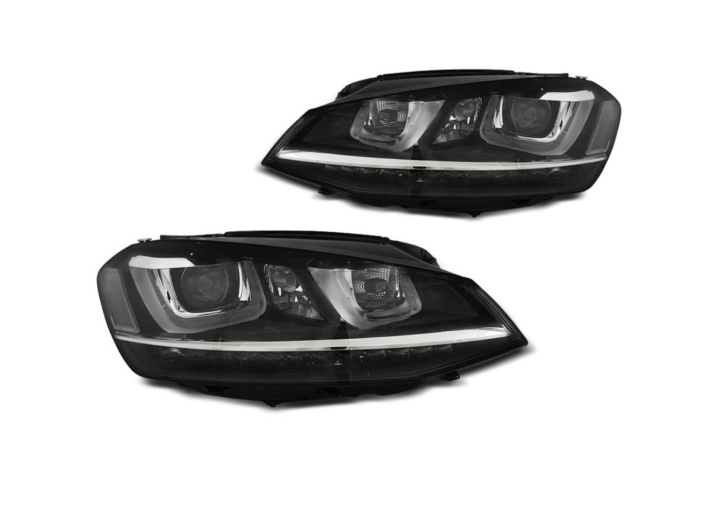 Přední světla VW Golf VII 11.12-17 - černé U-TYPE DRL