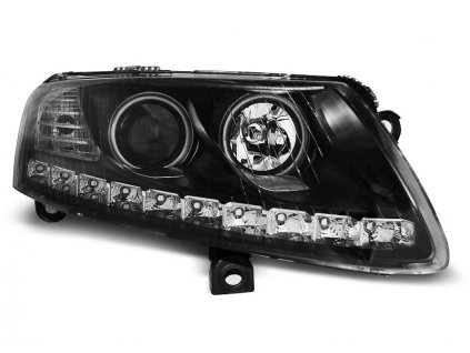 Přední světla Audi A6 04-07 - černá LED Angel Eyes CCFL