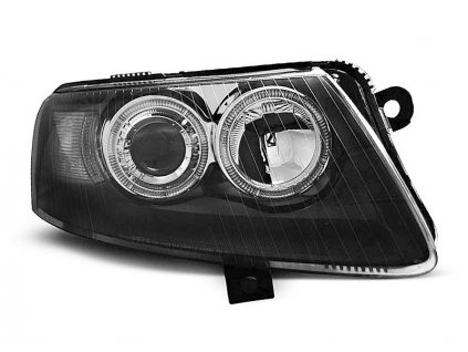 Přední světla Audi A6 04-07 - černé Angel Eyes