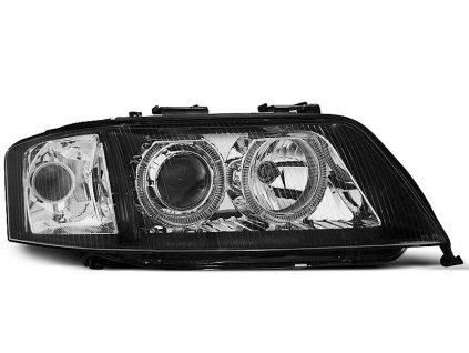 Přední světla Audi A6 99-01 - černé Angel Eyes
