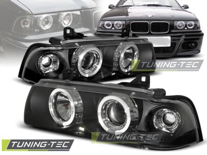 Přední světla BMW E36 91-98 Angel Eyes - sedan, compact, touring - černé