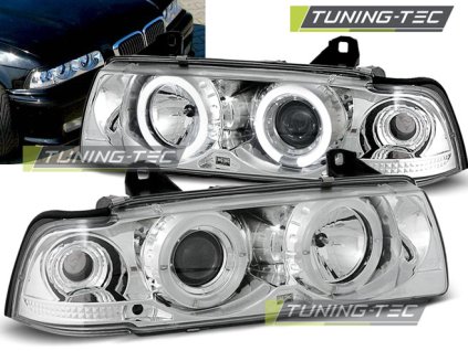 Přední světla BMW E36 91-98 Angel Eyes - sedan, compact, touring - chrom