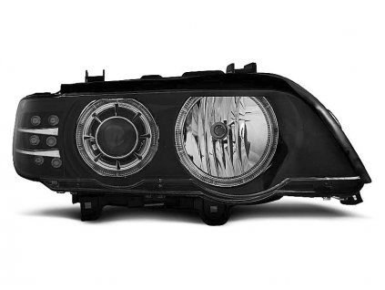 Přední světla BMW X5 99-03 Angel Eyes - černé