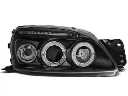 Přední světla Ford Fiesta MK5 00-02 Angel Eyes - černé