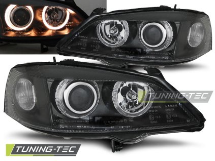 Přední světla Opel Astra G 98-04 Angel Eyes - project H7 - černé