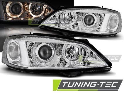 Přední světla Opel Astra G 98-04 Angel Eyes project H7 - chrom