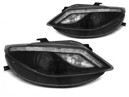 Přední světla Seat Ibiza 6J 08-12 - černé DAYLIGHT LED INDICATOR