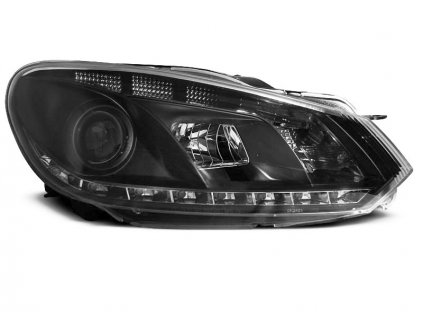 Přední světla VW Golf VI 08-12 s denním svícením, H7 + RL - černé