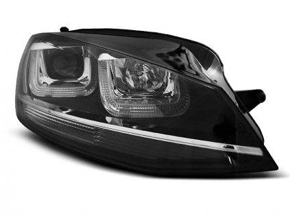 Přední světla VW Golf VII 11.12-  - černé U-TYPE LED CHROM LINE