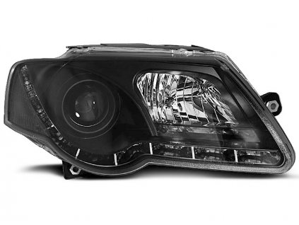 Přední světla VW Passat 3C 05-10 - černá TRU DRL