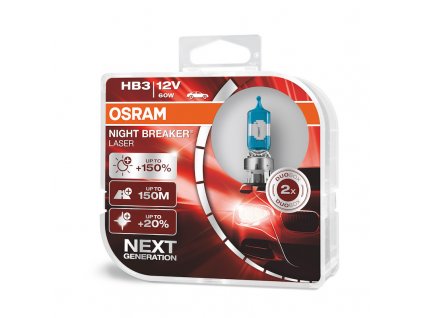 OSRAM NightBreaker Laser +150% 12V HB3 60W P20d autožárovky, sada (2 ks)