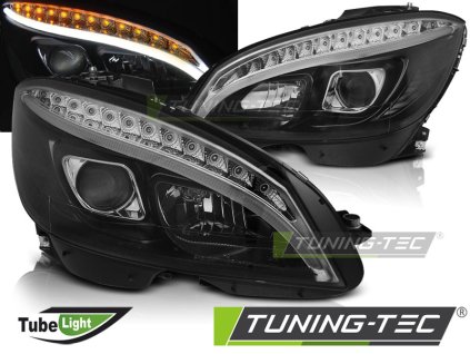 Přední světla Mercedes Benz W204, C-classe 07-10 - TUBE LIGHT H7 černá