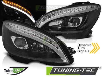 Přední světla Mercedes Benz W204, C-classe 07-10 - TUBE LIGHT SEQ INDICATOR H7 černá