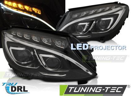 Přední světla Mercedes Benz W204, C-classe 14-18 LED DRL černá