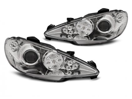 Přední světla Peugeot 206 02-07 Angel Eyes  LED chrom