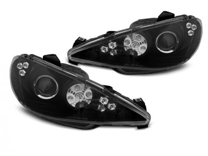 Přední světla Peugeot 206 02-07 Angel Eyes  LED černá