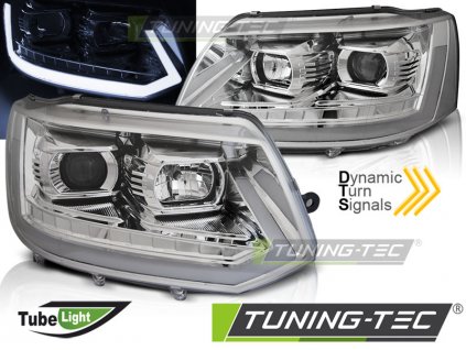 Přední světla VW T5 10-15 LED TUBE LIGHT T6 LOOK chrom