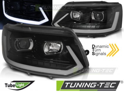 Přední světla VW T5 10-15 LED TUBE LIGHT T6 LOOK černá