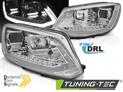 Přední světla VW Touran II 10-15 chrom TUBE LIGHT TRU DRL SEQ