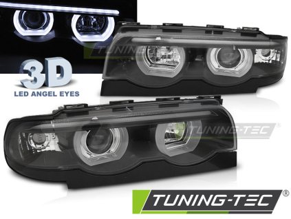 Přední světla BMW E38 94-01 Angel Eyes - černá 3D
