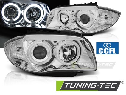 Přední světla BMW 1 E87, E81 04-11 - chrom Angel Eyes CCFL