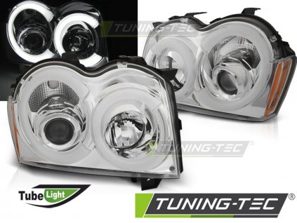 Přední světla Jeep Grand Cherokee 05-08 - chrom TUBE LIGHT
