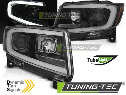 Přední světla Jeep Grand Cherokee 11-13 - černá TUBE LIGHT SEQ