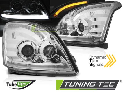 Přední světla Toyota Land Cruiser 120 03-09 TUBE LIGHT SEQ LED - chrom