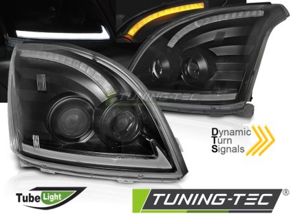 Přední světla Toyota Land Cruiser 120 03-09 TUBE LIGHT SEQ LED - černá