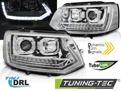 Přední světla VW T5 10-15 TUBE LIGHT DRL SEQ chrom