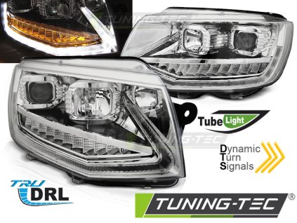 Přední světla VW T6 15-19 TUBE LIGHT DRL CHROME SEQ chrom