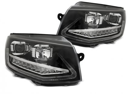 Přední světla VW T6 15-19 TUBE LIGHT DRL CHROME SEQ černá