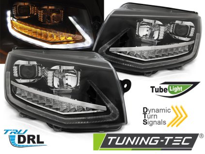 Přední světla VW T6 15-19 TUBE LIGHT DRL CHROME SEQ černá