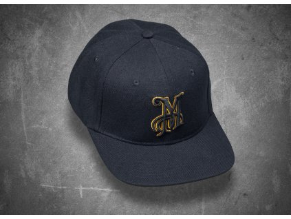 Meguiar's "M" Logo Snapback - černá kšiltovka snapka s vyšitým zlato-černým 3D logem "M"