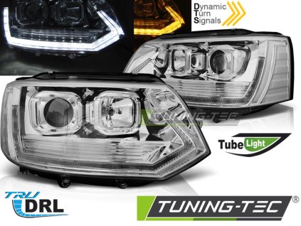 Přední světla VW T5 10-15 TUBE LIGHT T6 LOOK chrom
