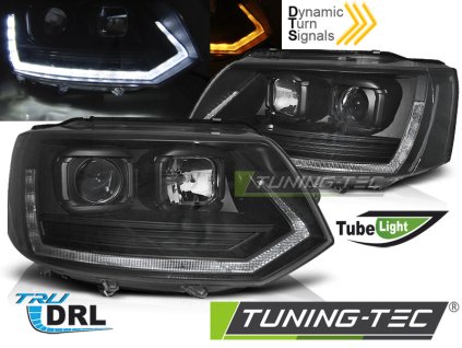 Přední světla VW T5 10-15 TUBE LIGHT T6 LOOK černá