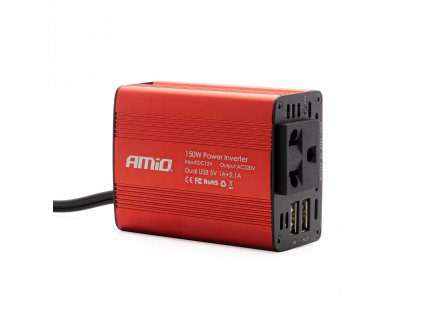 Měnič napětí AMiO 12V/230V 150W/300W 2xUSB PI01