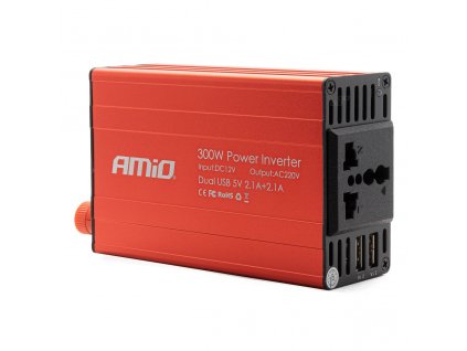 Měnič napětí AMiO 12 V/230V 300W/600W 2xUSB PI03