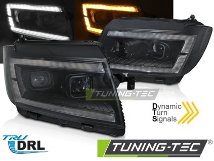 Přední světla VW Crafter II 2017- černé TUBE LIGHT DRL SEQ