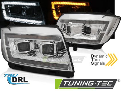 Přední světla VW Crafter II 2017- chrom TUBE LIGHT DRL SEQ