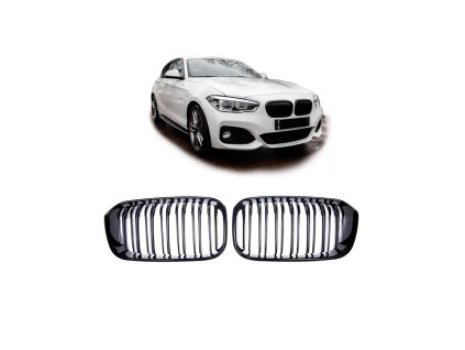 Přední maska, ledvinky BMW 1 (F20, F21) Hatchback Facelift 2015-2019 dvě linky, lesklá černá