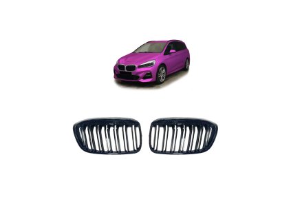 Přední maska, ledvinky BMW 2 (F45;F46) LCI Facelift 2018-2021 dvě linky, lesklá černá